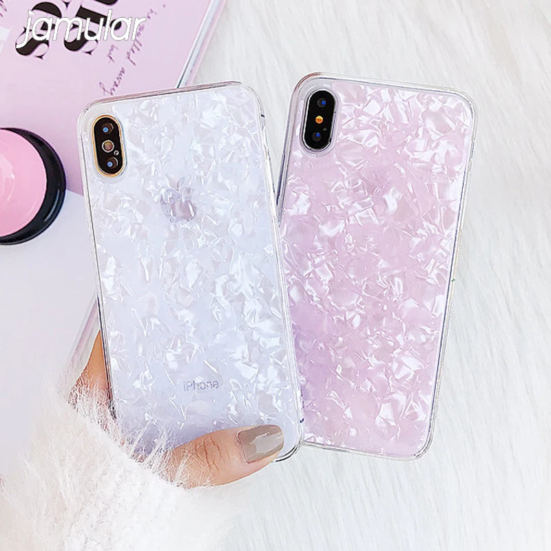 

JAMULAR Beauty Conch Shell Phone Case For iPhone X 8 7 6 Plus XS Fashion Soft TPU Back Cover For iPhone 7 6 6s XS MAX XR Capa