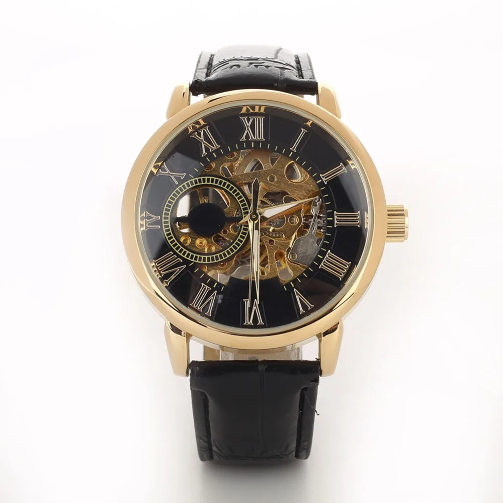 

Men Luxury 3D Hollow Engraving Case Roman Numbers Skeleton Dial Mechanical Watch Engraved watch mechanical watches for men