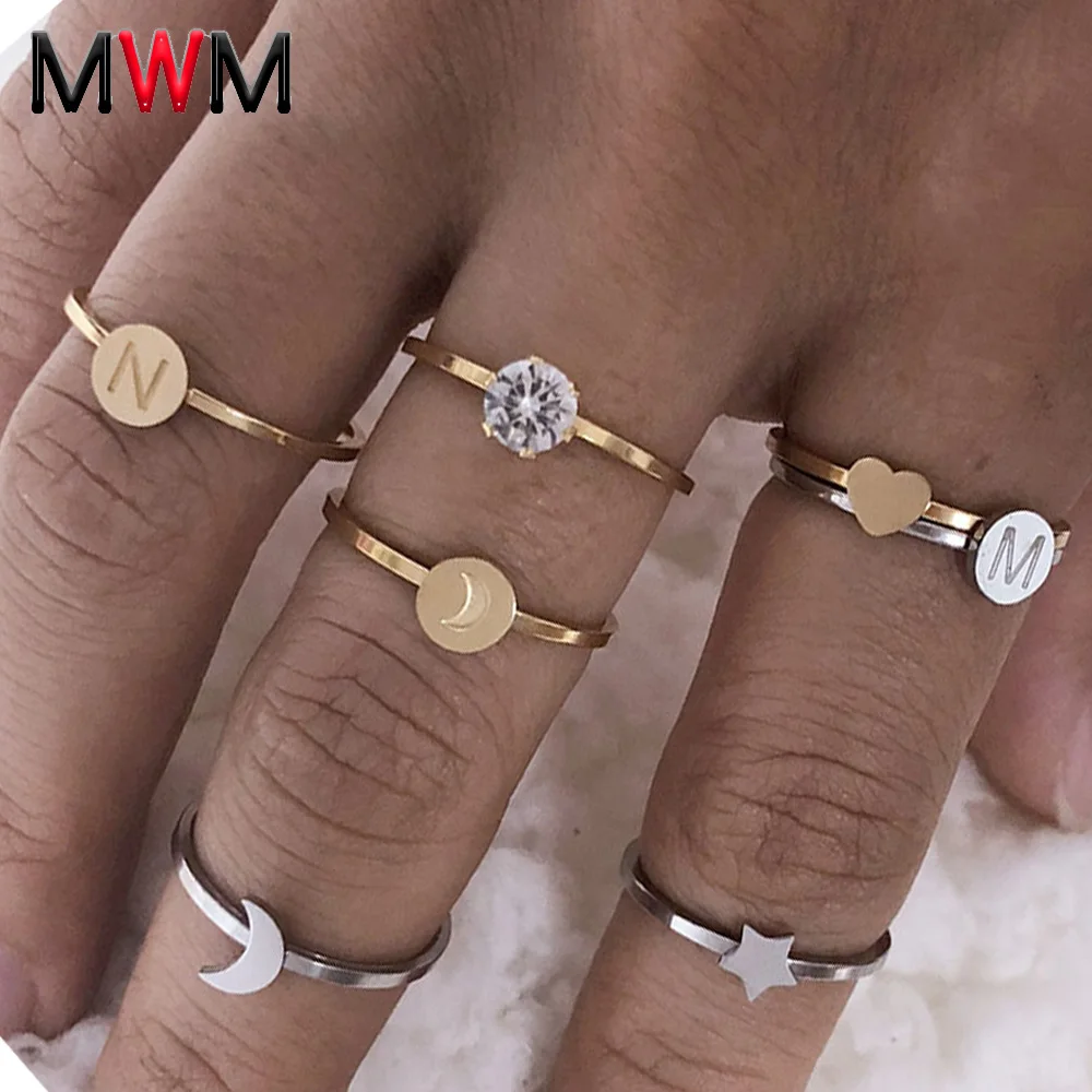 MWM кольца для женщин пара сердечных букв DIY из нержавеющей стали ювелирные
