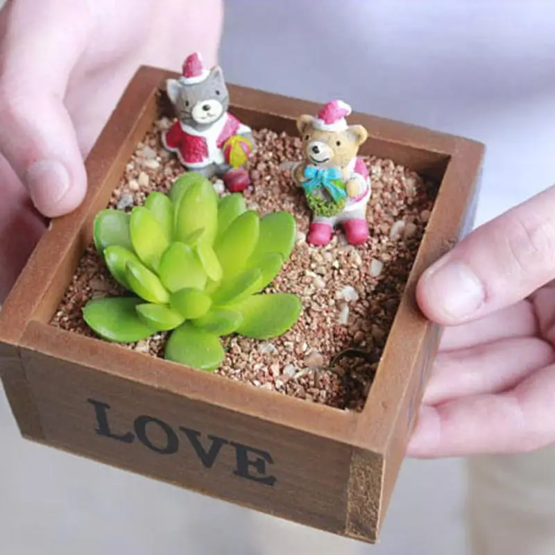 

Wood Flowerpot Garden Plant Pot Decorative Vintage Succulent Wooden Boxes Table Flower Pot Home Office Decoration