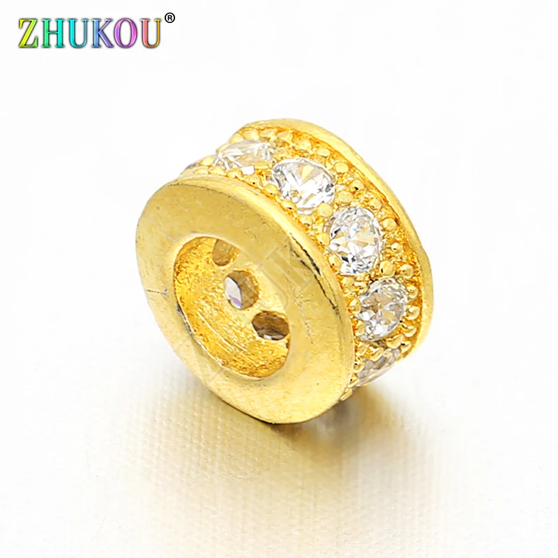 

6mm Inlay Clear Cubic Zirconia Round Spacer Beads DIY Jewelry Bracelet Necklace Making, Model: VZ99
