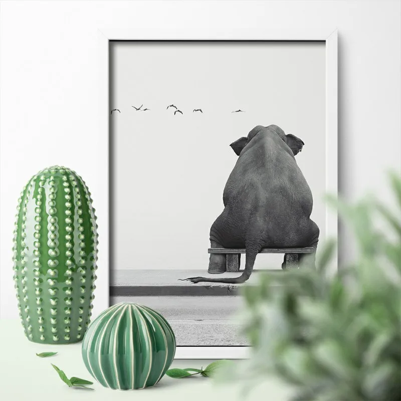 

Funny Animal Elephant Sitting Canvas Painting Hd Printed Canvas Art Wall Pictures Poster For Living Room Home Decor Unframed