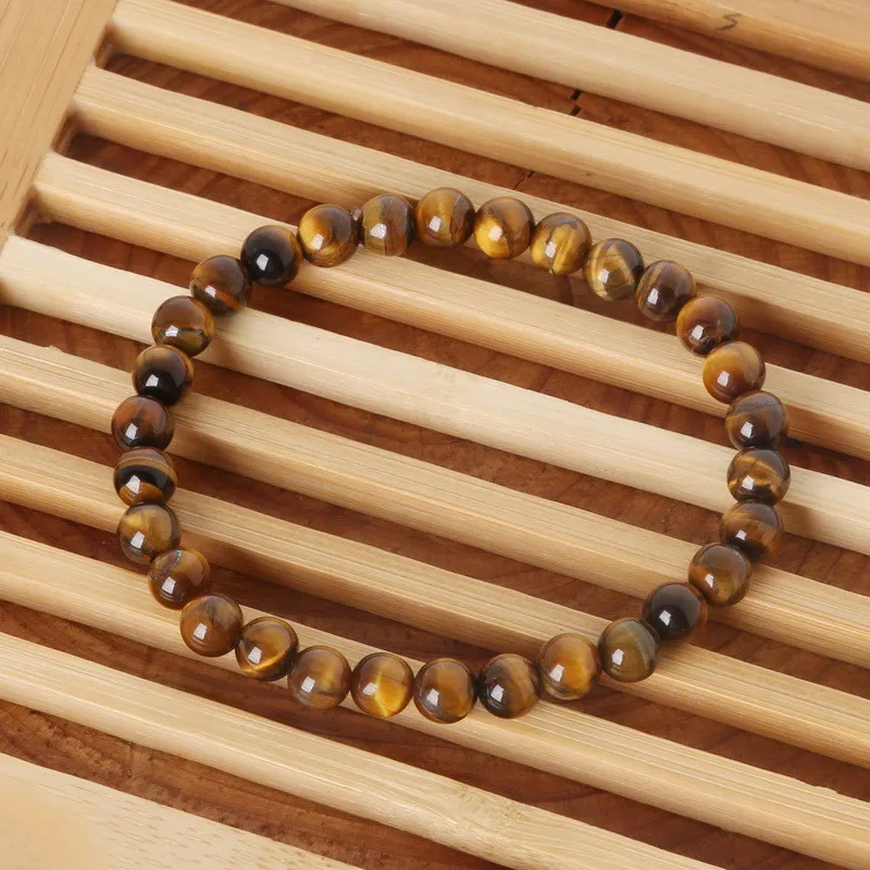 Мода 6 мм натуральный камень бусины браслет для женщин мужчин тигровый глаз аметисты бирюза бисером Йога стрейч браслеты