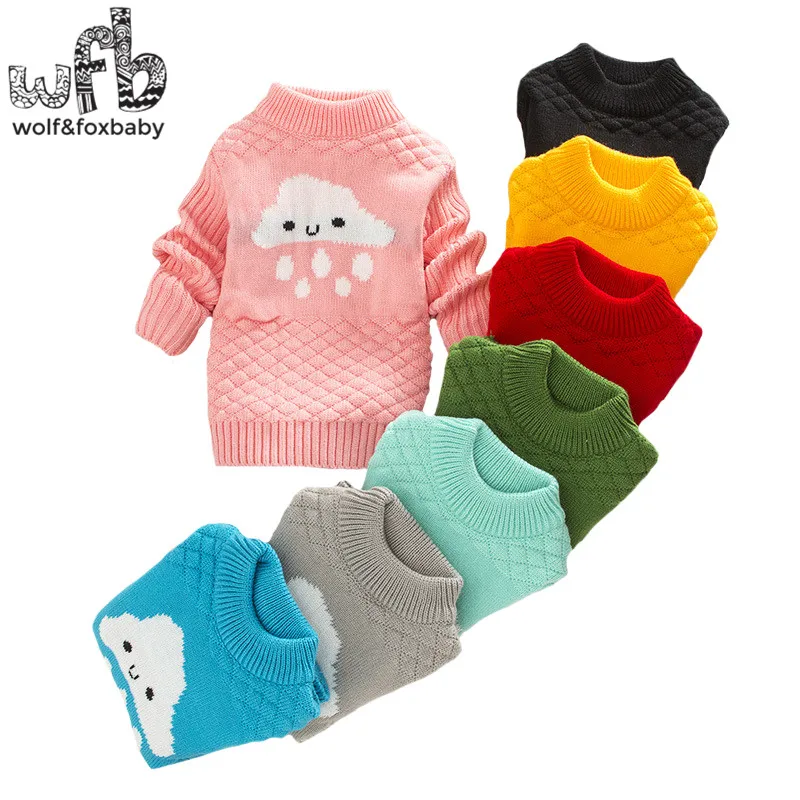 

Retail 2-4 years knitted sweaters solid color Rain clouds full-sleeves O-neck kids children spring autumn fall winter