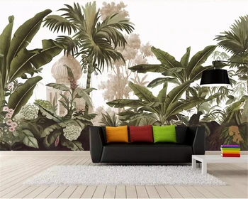 

beibehang Custom size wall papers home decor European retro nostalgic hand-painted rainforest mural TV background 3d wallpaper