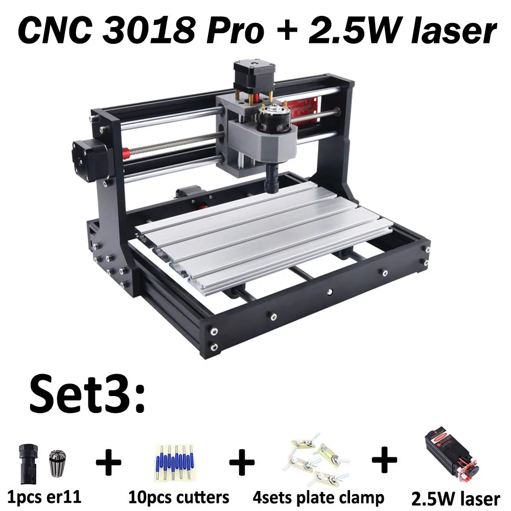 CNC 3018 Pro, diy гравировальный станок с ЧПУ, Pcb фрезерный станок, лазерная гравировка, GRBL контроль, cnc гравер, cnc лазер, cnc 3018 Pro - Цвет: 3018Pro with 2.5W