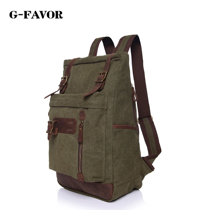 

2017 Designer Brand Casual Vintage Canvas Leather Bagpack Backbags Men Travel Bag Pack Korean Style Bagpack Rucksack School Bags