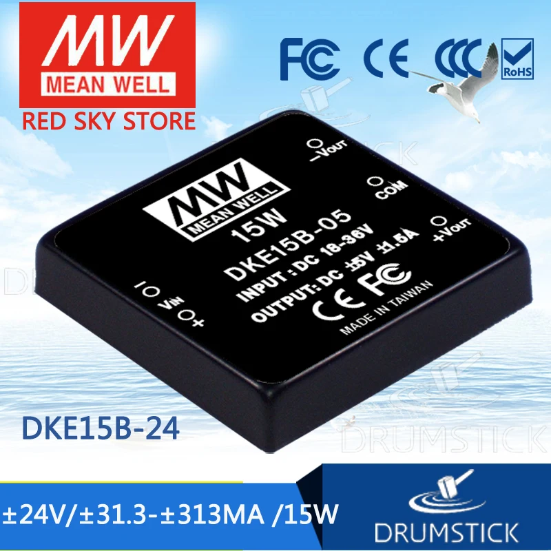 

MEAN WELL DKE15B-24 24V 313mA meanwell DKE15 24V 15W DC-DC Regulated Dual Output Converter