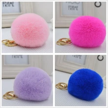 8.5 CM Genuine rex Rabbit fur ball key chain Car key ring Bag Pendant pom pom fluffy key chains fur pompon