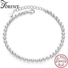 FOREWE Роскошные ювелирные изделия реальные 925 пробы серебряный браслет с кристаллами, браслет на запястье Серебро 925 браслет-цепочка для Для женщин Свадебные украшения