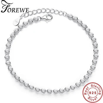 

FOREWE Luxury Jewelry Real 925 Sterling Silver Crystal Bracelet & Bangle Silver 925 Chain Bracelet For Women Wedding Jewelry