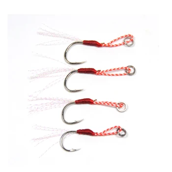 

[20PCS] Sharp Single Hook Trailer Flasher Assist Hook with Split Ring for Micro Jigs Spoons Seashore Fishing Mackerel Lure Hooks