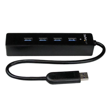 

StarTech.com 4 Port Portable SuperSpeed USB 3.0 Hub with Built-in Cable, USB 3.2 Gen 1 (3.1 Gen 1) Type-A, USB 3.2 Gen 1 (3.1 Ge