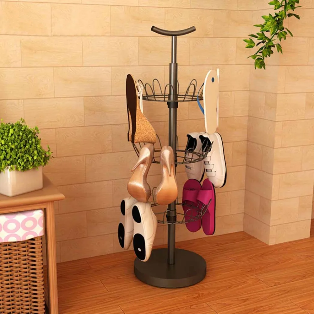 HLC Three Tier Revolving Shoe Tree Holds 18 Pairs, Bronze Finish