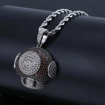 

Fashion Mushroom Head Cute Cartoon Pendant Inlay Color Zircon Couple Necklace