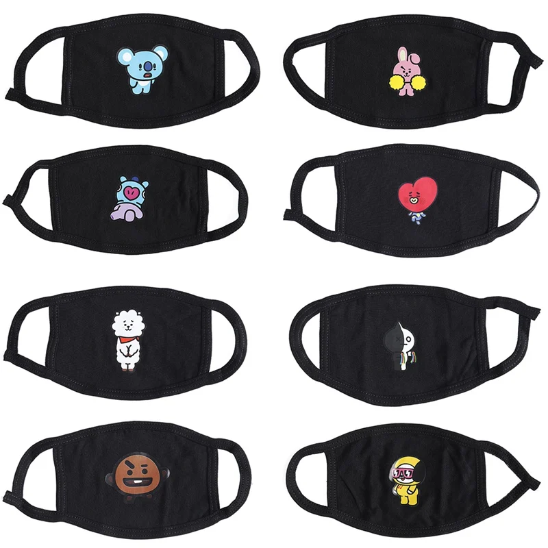 

BTS 2018 Cartoon Bangtan Boys V JUNGKOOK JHOPE SUGA JIN JIMIN RM Dust Cotton Mouth Muffle Face Masks Masques Party Gifts