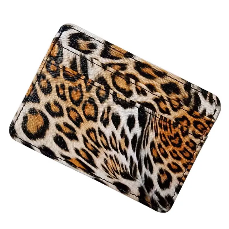 WA024 Новая мода леопард из искусственной кожи Малый банк Бизнес Id держатель для карт кошелек чехол для мужчин женщин с Id окном горячая распродажа