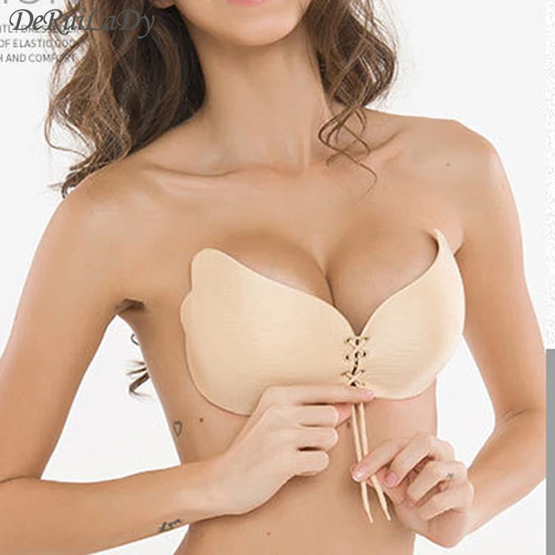  DeRuiLaDy Strapless Women Bra Self-Adhesive Sticky Wire Free LB Invisible Bra Silicone Wedding Unde