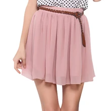 2019 Summer Women's High Waist Double Chiffon Skirt Pleated Large Swing Skirt Tulle Skirt box pleated chiffon skirt