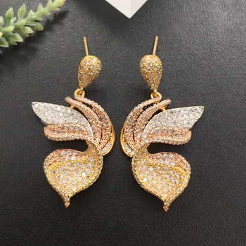 

Lanyika Fashion Jewelry Graceful Distinctive Stereo Butterfly Earrings Full Zircon Micro Plated Wedding Popular Best Gift