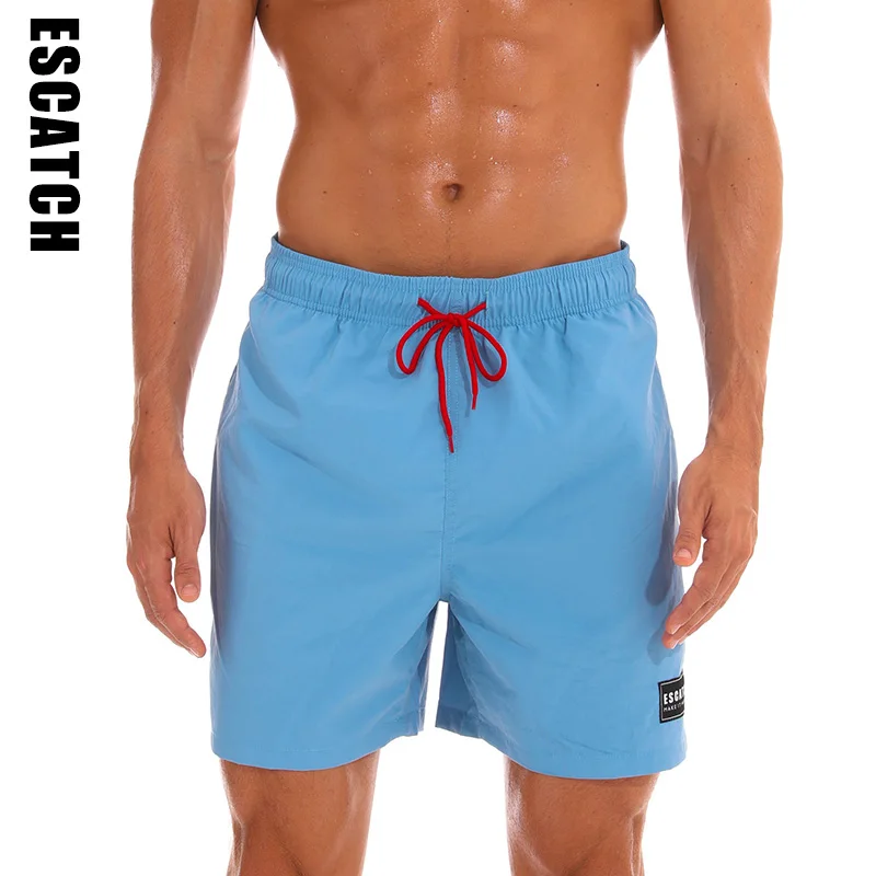 Плавки мужские пляжные размера плюс купальные мужские одноцветные быстросохнущие шорты трусы-боксеры для геев серфинга пляжная одежда 16 цветов - Цвет: Light Blue
