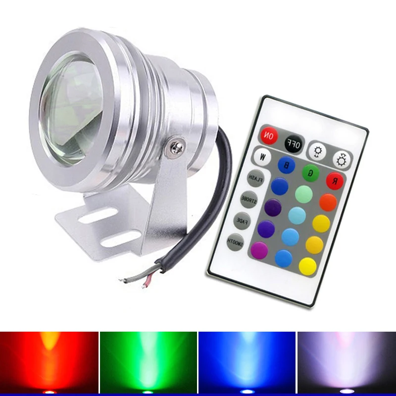 

4pcs 10W RGB IP68 Underwater LED Light Fountain Pool Lamp 24Key IR Remote Control 16 Color Changes Waterproof LED Landscape Lamp