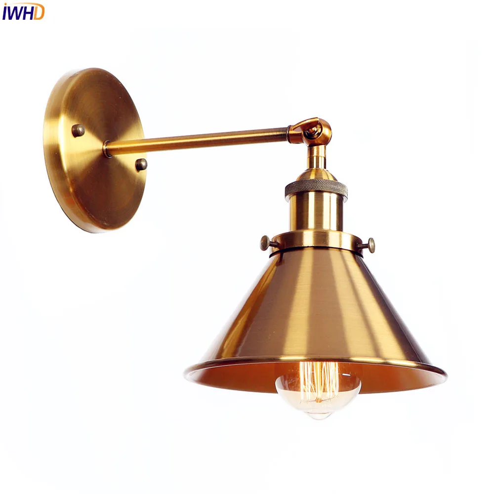 

IWHD American Golden RH Retro Wall Lights Fixtures Bedroom Bathroom Mirror Loft Vintage Wall Lamp Sconces Industrial Lighting
