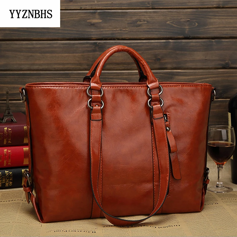 

Brand Women Shoulder Bag Fashion Woman Handbags Oil Wax Leather Large Capacity Tote Bag 2019 Luxury Handbags Women Bags Designer