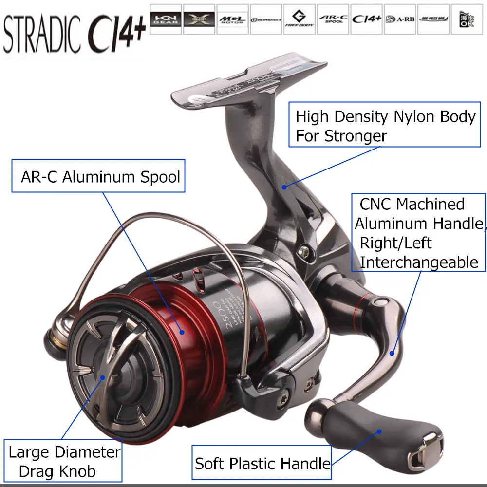 Катушка Shimano STRADIC CI4+ 1000 1000HG 2500HG C3000HG 6,0: 1/7BB спиннинговая Рыболовная катушка Hagane gear x-корабль Pesca Moulinet Peche