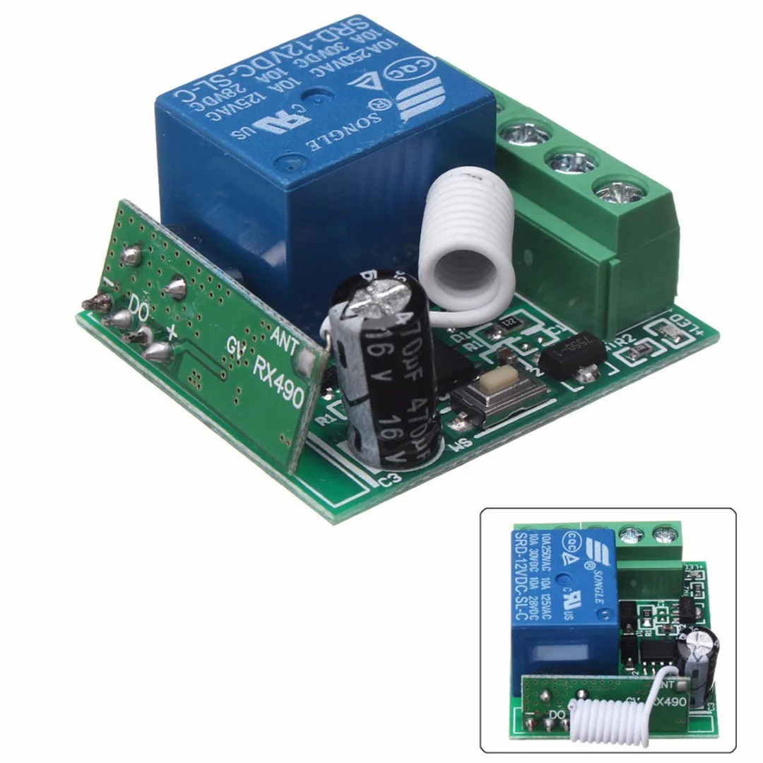 New Wireless Relay Switch 100M Wireless Remote Control Receiver Module Relay Switch 1CH DC 12V AC22V RF 433MHz
