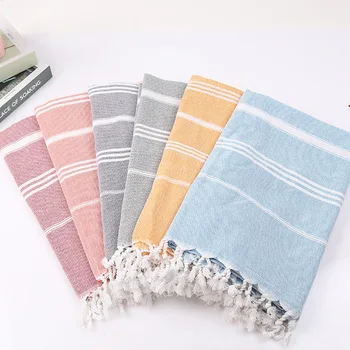 

Striped Turkish tassel bath towels big beach towel yran 100% cotton towels Scarf bath towels for adults 100*180cm 7 Colors