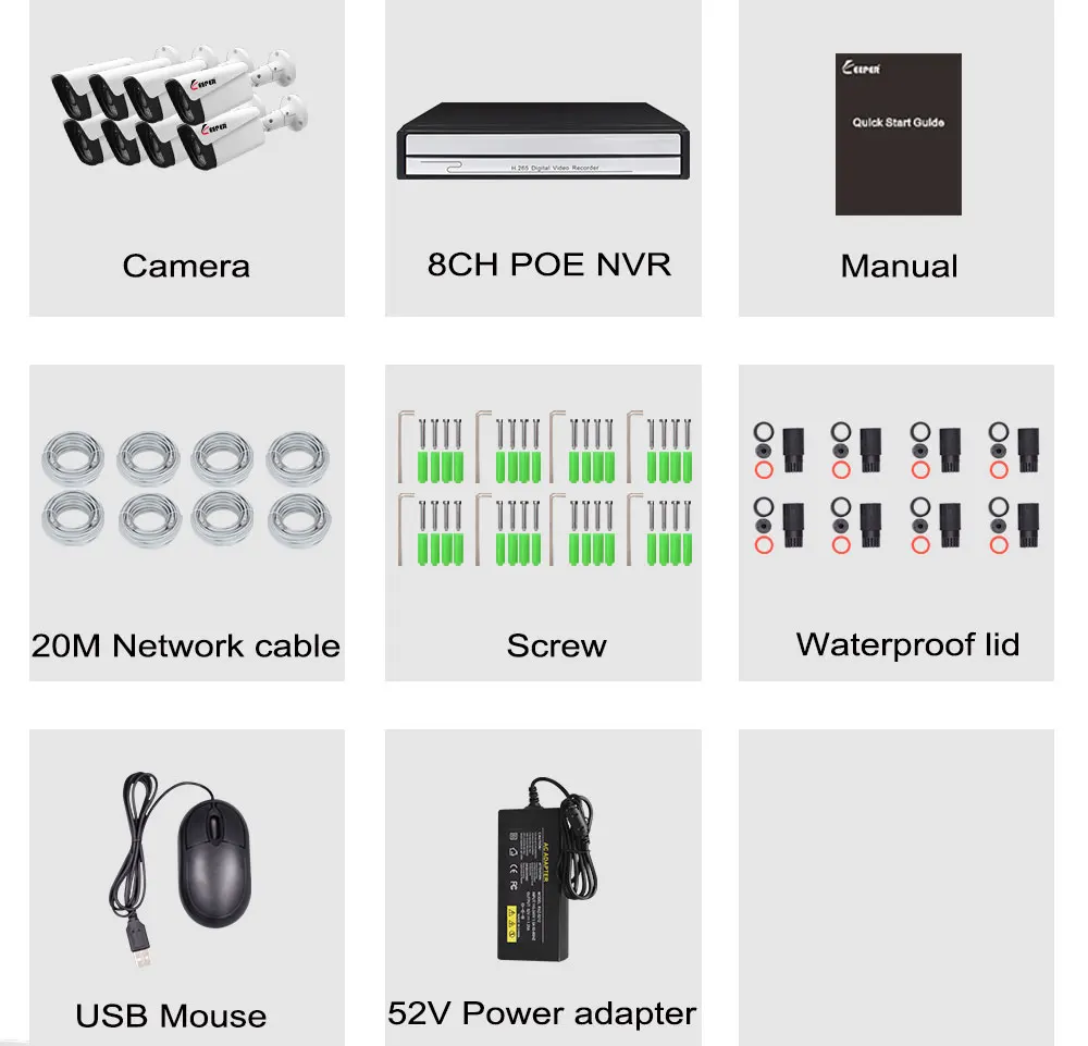 Хранитель H.265 8CH 5MP POE NVR система комплект с 8 шт 5MP Onvif POE ip-камера видеонаблюдения с Аудио динамиком комплект камеры видеонаблюдения