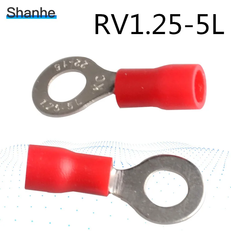 RV1.25-5L Красный изолированный 0,5~ 1.5mm2 AWG Электрический круговой обжимной кабель провода разъем медь