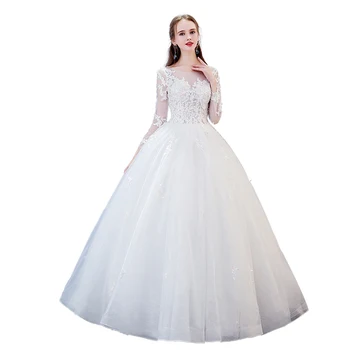 

Holievery Scoop Neck Tulle Ball Gown Wedding Dresses with Open Back 2019 Design Floor Length Wedding Gowns Robe De Mariage
