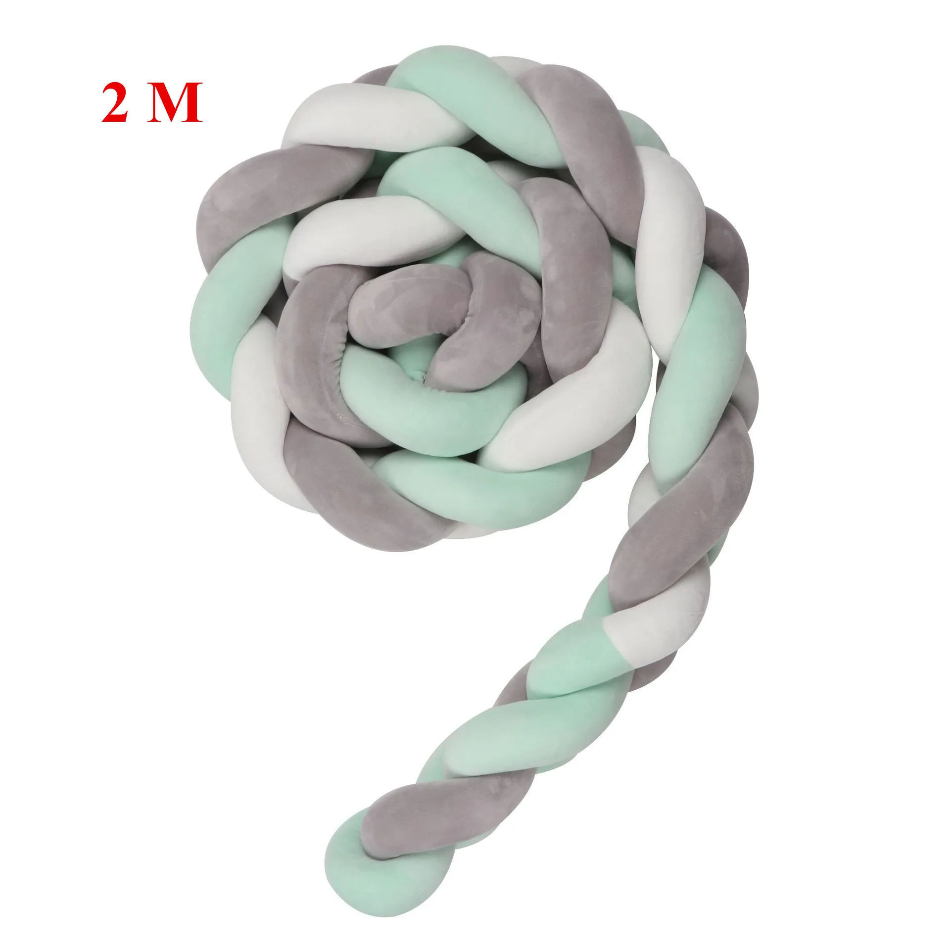 GrayWhiteSkyBlue 2M Trenza Cuna Bebe Детская кроватка бампер в кроватку Тур де ЛИТ Bebe Tresse новорожденная Детская кровать бампер узел/протектор Warkocz Do Lozeczk - Цвет: GrayWhiteSkyBlue 2M