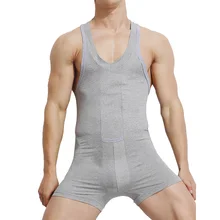 Мужской удобный гимнастический костюм сексуальное Мягкое хлопковое туловище формирователь трико гимнастика цельный тренировочный жилет борцовское трико