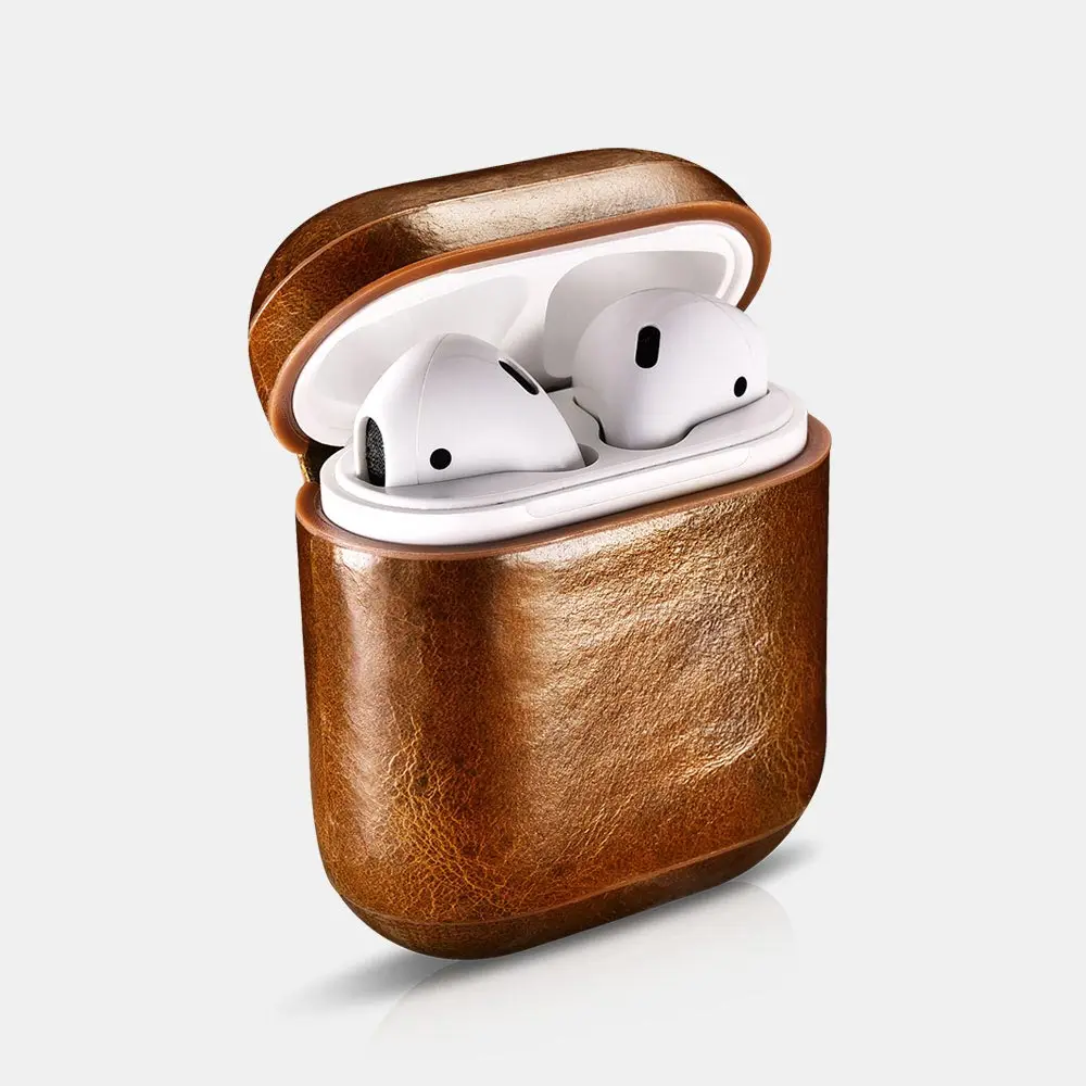 

Icarer Genuine Oil Wax Leather Airpods Protective Cover Skin Accessories for Apple Airpods Charge Box Airpods Leather Case