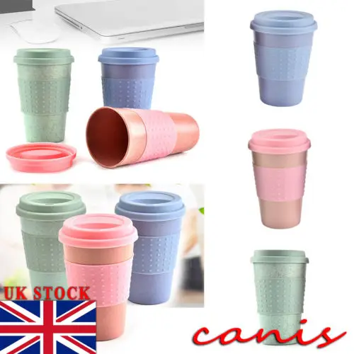 

New Wheat Straw Plastic Coffee Cups Travel Coffee Mug With Lid Travel Easy Go Cup Portable for Outdoor Camping Hiking Picnic