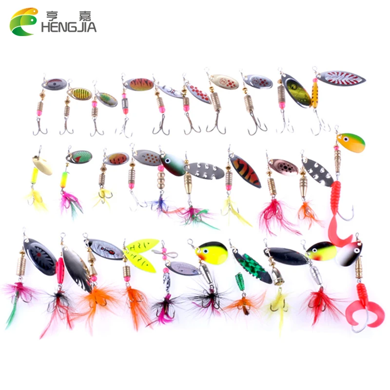

30pcs Fishing Lure Kits Hard isca artificial lures SPINNER FISHING LURE Set Blade Fishing Bait peche pesca carp Fishing Tackle
