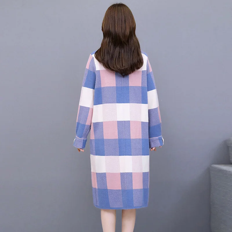 Vérifier Femme Plaid Mélanges Cardigan La 2 Mode Laine Plus Épais Cachemire Pardessus 1 Femmes Coton En Manteau Hiver De Casual Taille jLMpSUzVqG