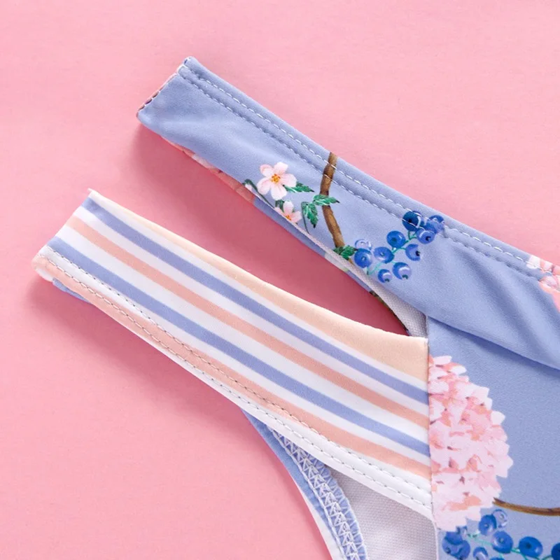 Купальник для женщин друг от друга с цветочным принтом на бретелях бикини бюстгальтер+ шорты с принтом Мужские плавки-трусы ZJ55