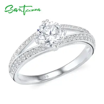 

Santuzza Silver Rings for Women Engagement Wedding Ring CZ Stones Ring Wedding Band Pure 925 Sterling Silver Fashion Jewelry