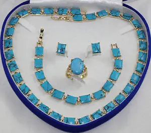 

hot sell new - -hotturquoise necklace bracelet earring ring set (A0425)