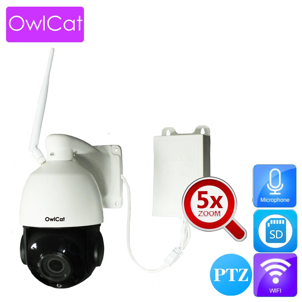 

OwlCat Sony323 CMOS 3516C Outdoor Waterproof WiFi 5X Zoom PTZ IP Dome Camera 1080P HD IR Night Vision Audio Two way Talk Metal