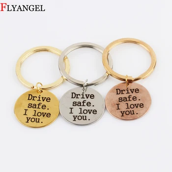 

Personalized Drive safe I Love You Letter Key Rings Engraved Car Key Chains for Boyfriend Husband Couples Charm Jewelry Gift