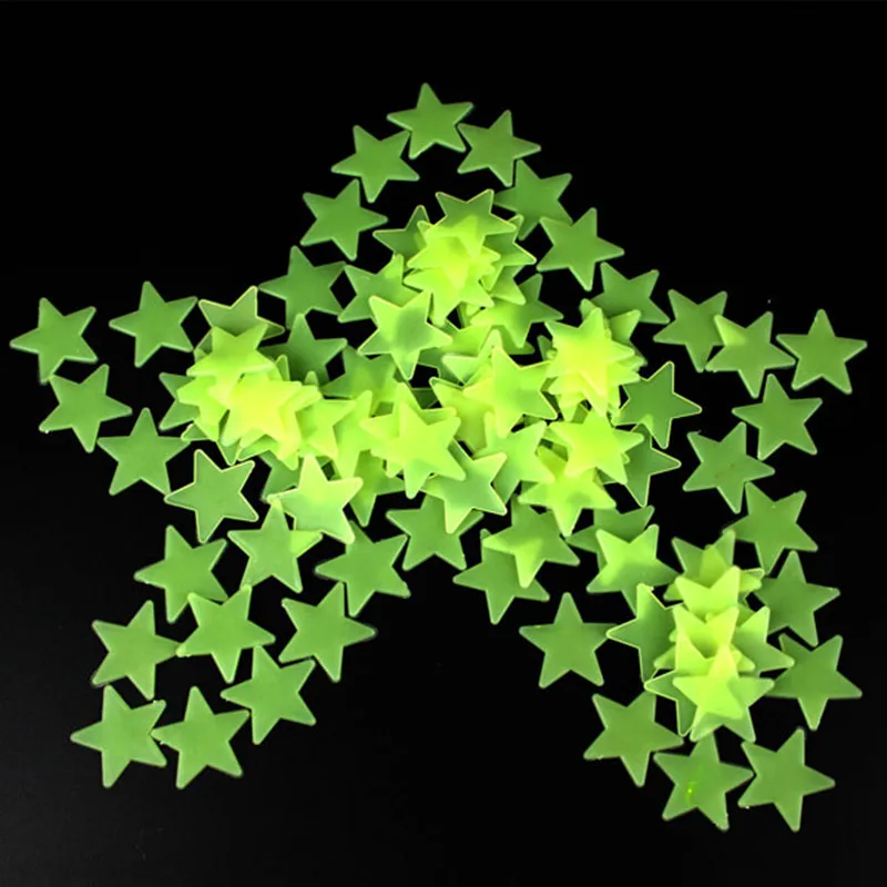 100pcs 3D DIY Stars Glow In Dark Luminous Fluorescent Plastic Wall