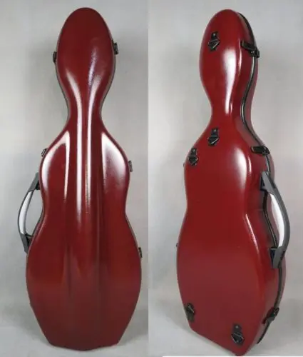 

Top quality strong glass fiber purplish red 4/4 violin case,two bows holders