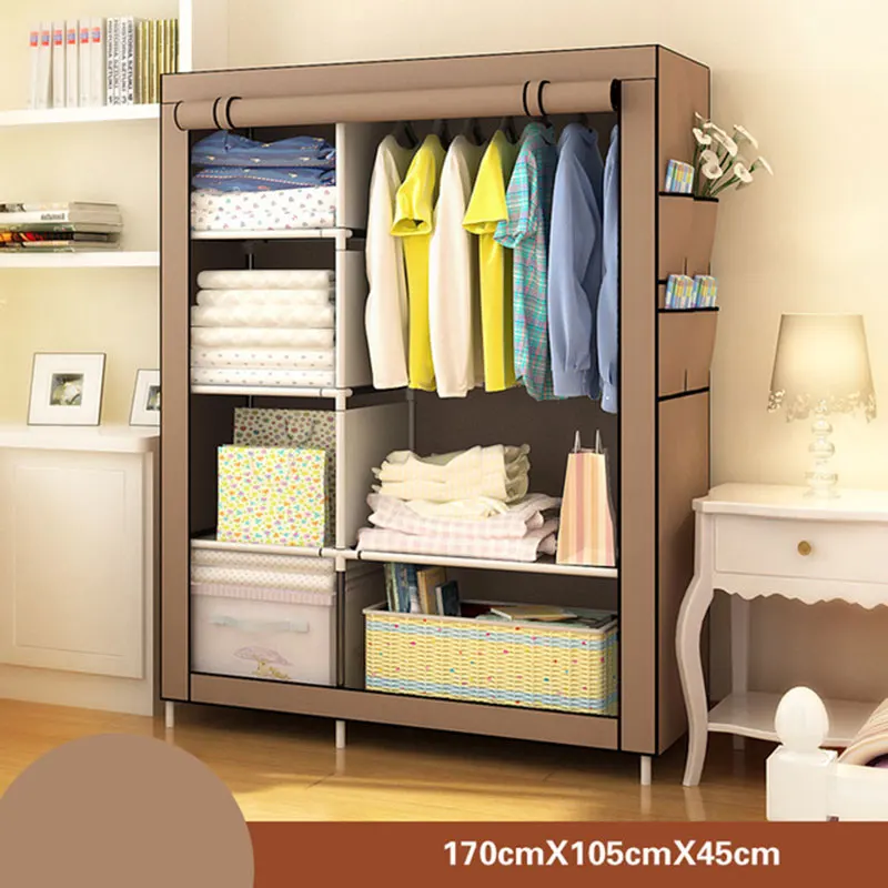 Simple Folding Cloth Wardrobe Fabric Dustproof Closet Steel Pipe Assembly Double Storage Cabinet Home Furniture Bedroom Wardrobe Simple Folding Cloth Wardrobe Fabric Dustproof Closet Steel Pipe Assembly Double Storage Cabinet Home Furniture Bedroom Wardrobe