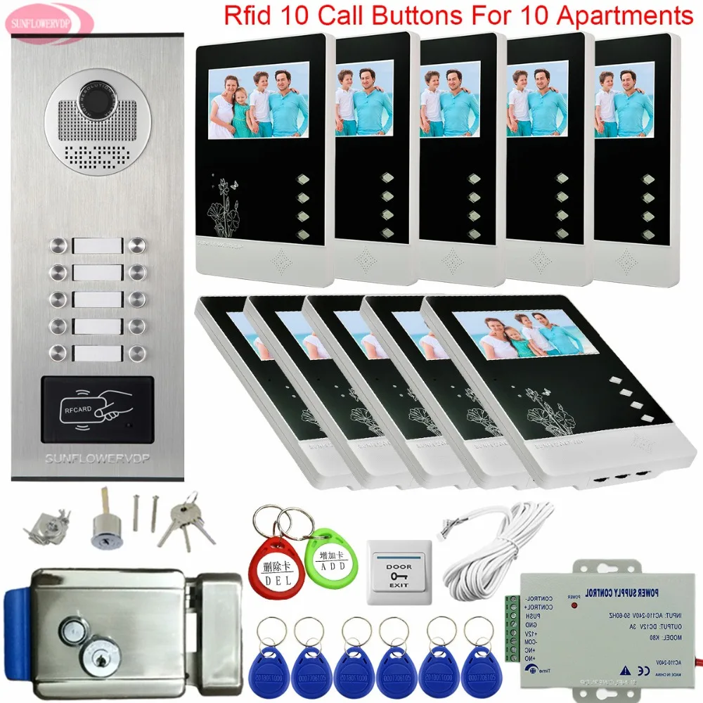 Video Intercom for a Private House Access Control Video Intercom 10 Apartments doorbell With Camera And Freephone With Intercom Video Intercom for a Private House Access Control Video Intercom 10 Apartments doorbell With Camera And Freephone With Intercom