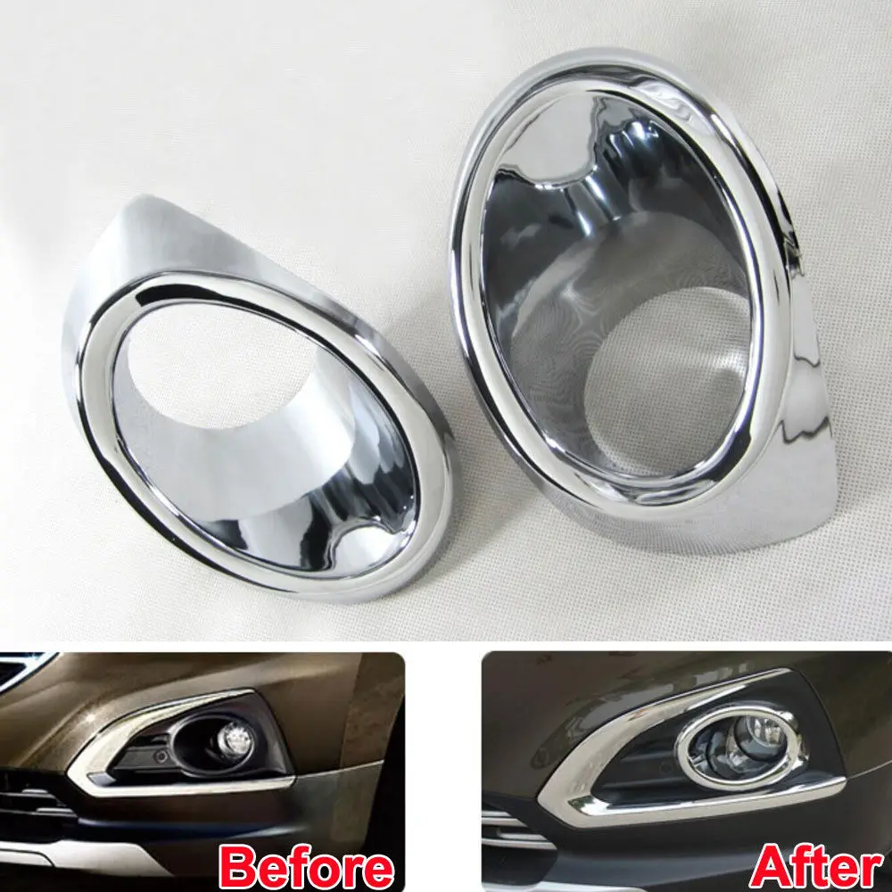 2Pcs ABS Car Front Fog Light Lamp Bezel Decoration Frame Cover Trim